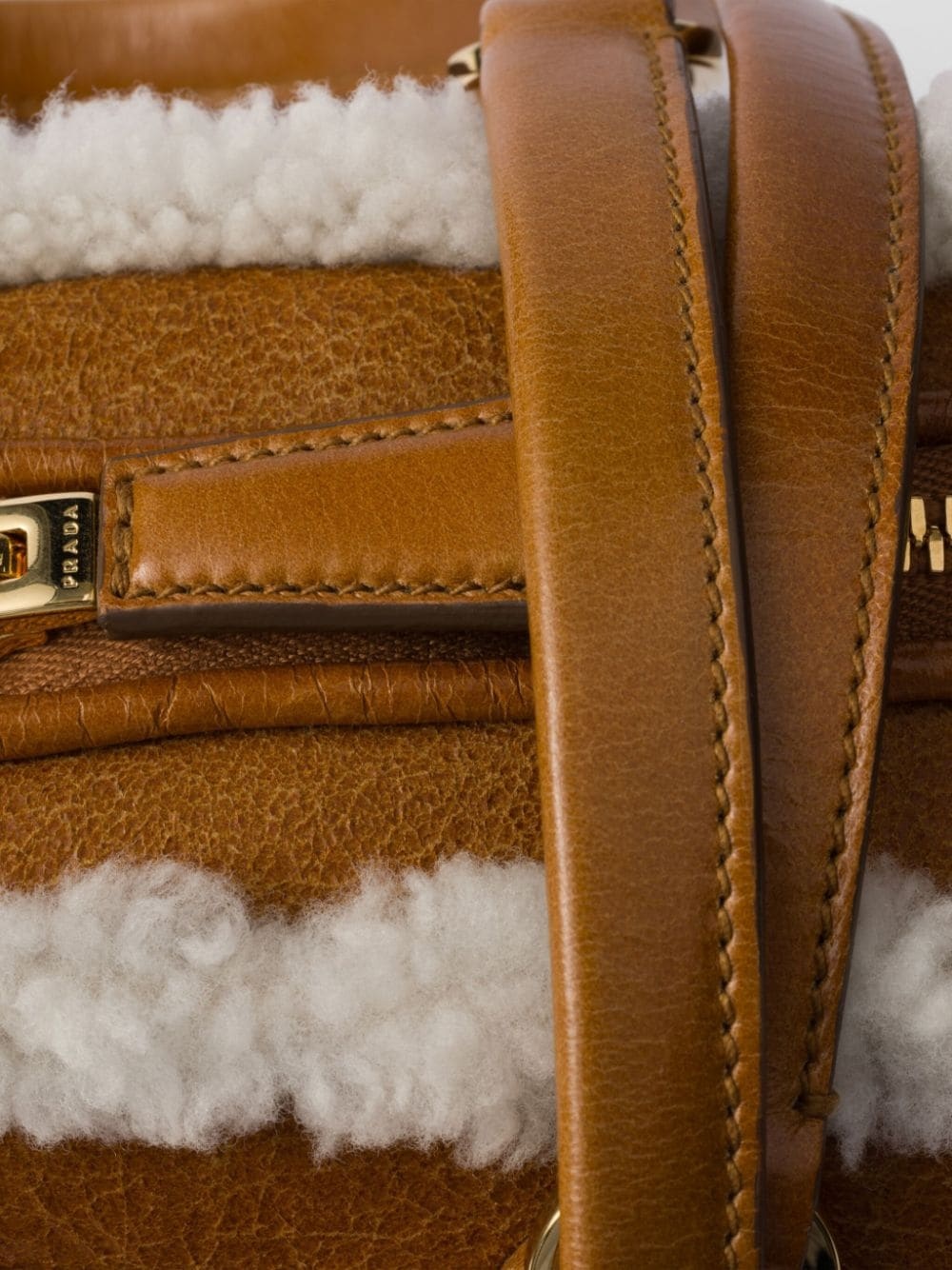 medium shearling leather tote bag - 6