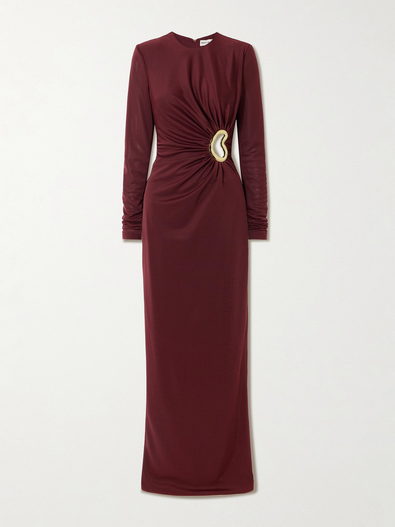 Mischa Embellished Gathered Stretch-jersey Gown 1