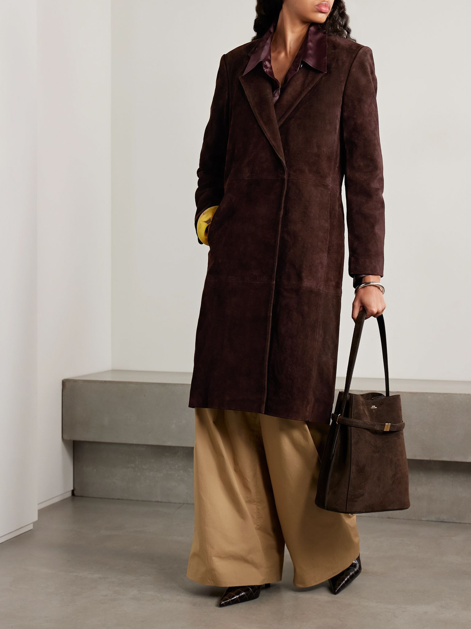 Sabine suede coat Dark brown - 2