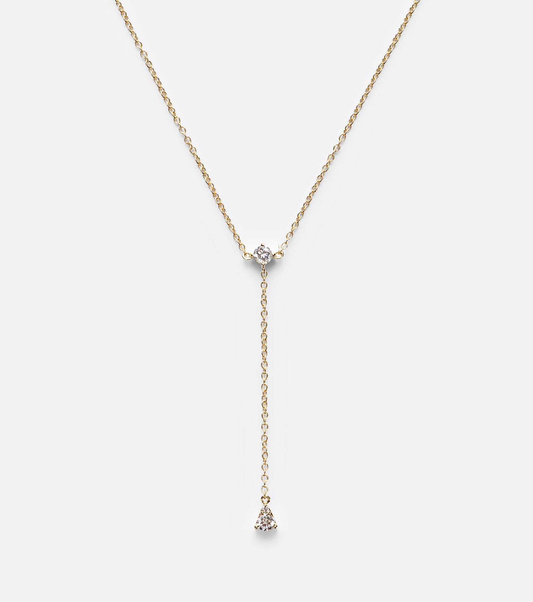 Perfect Pear 14kt gold lariat necklace with diamonds - 4