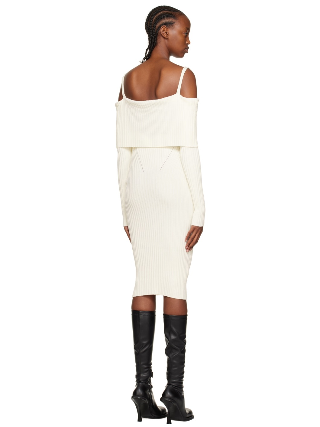 Off-White Long Sleeve Midi Dress - 3