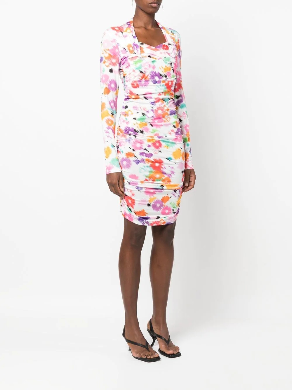 abstract floral-print midi dress - 3
