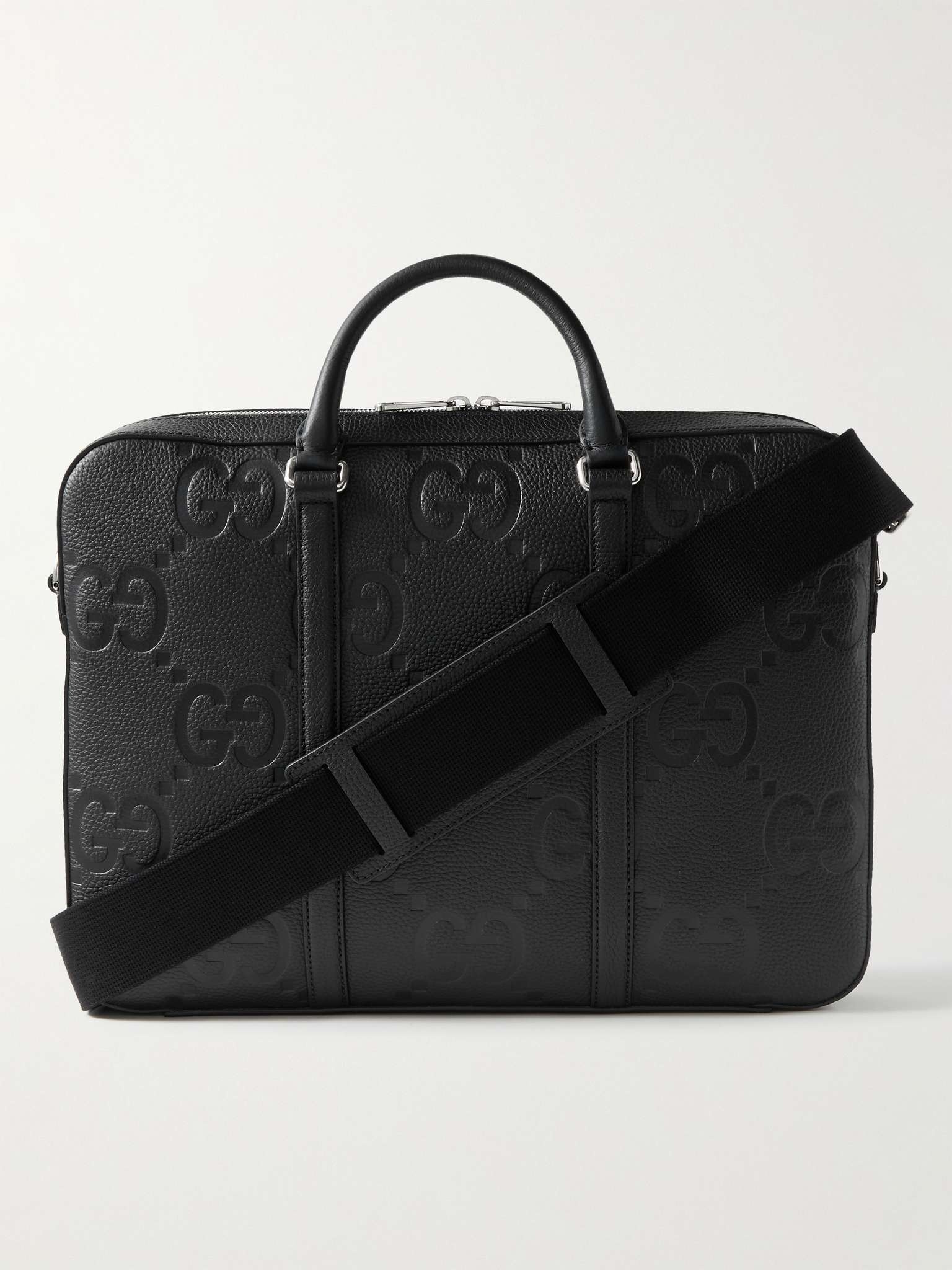 Monogrammed Full-Grain Leather Briefcase - 1