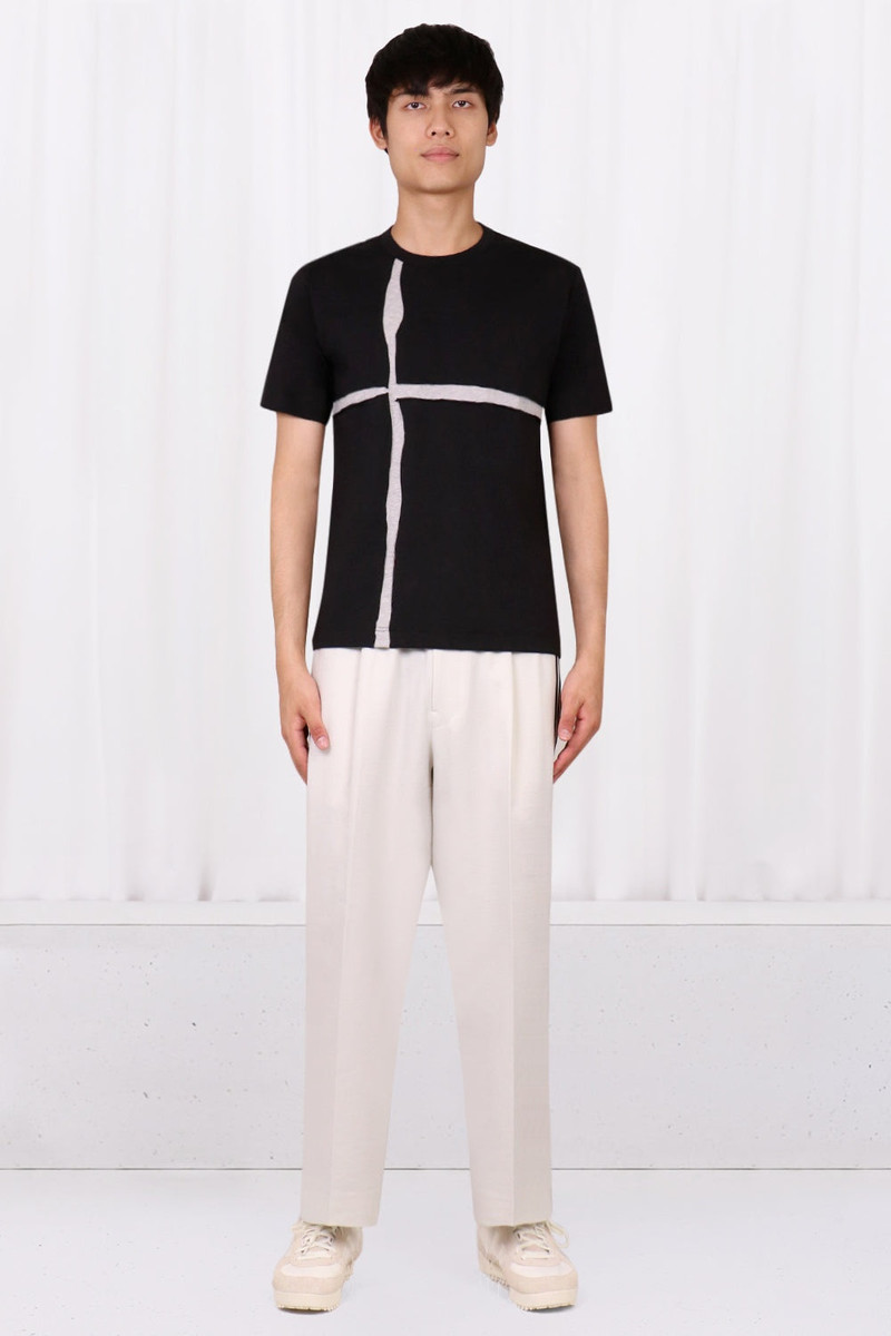 Comme Des Garçons T-SHIRT WITH UNDERLAY GREY CROSS | BLACK outlook