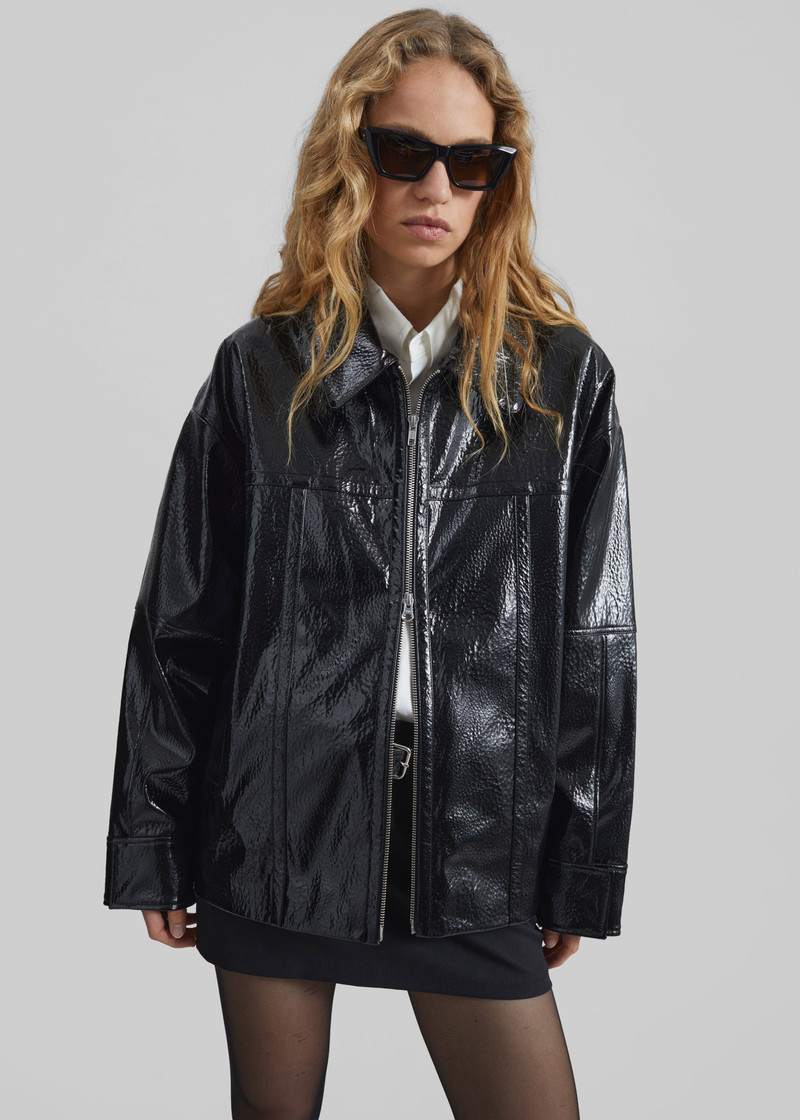 Arbor Crackled Faux Leather Jacket - Black 9