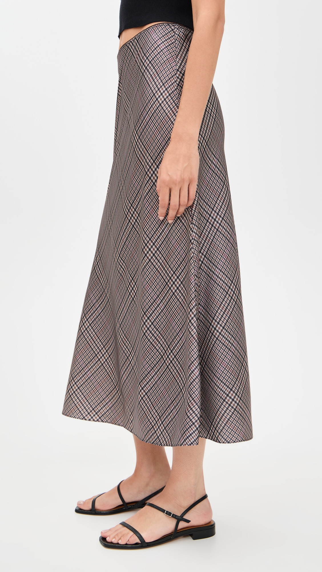 Pressed Plaid Shaped Hem Skirt - 4