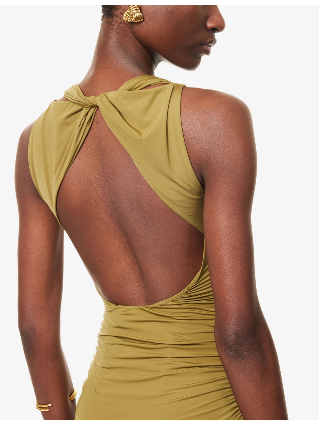 Cascina Twisted-Neckline Jersey Midi Dress - 5