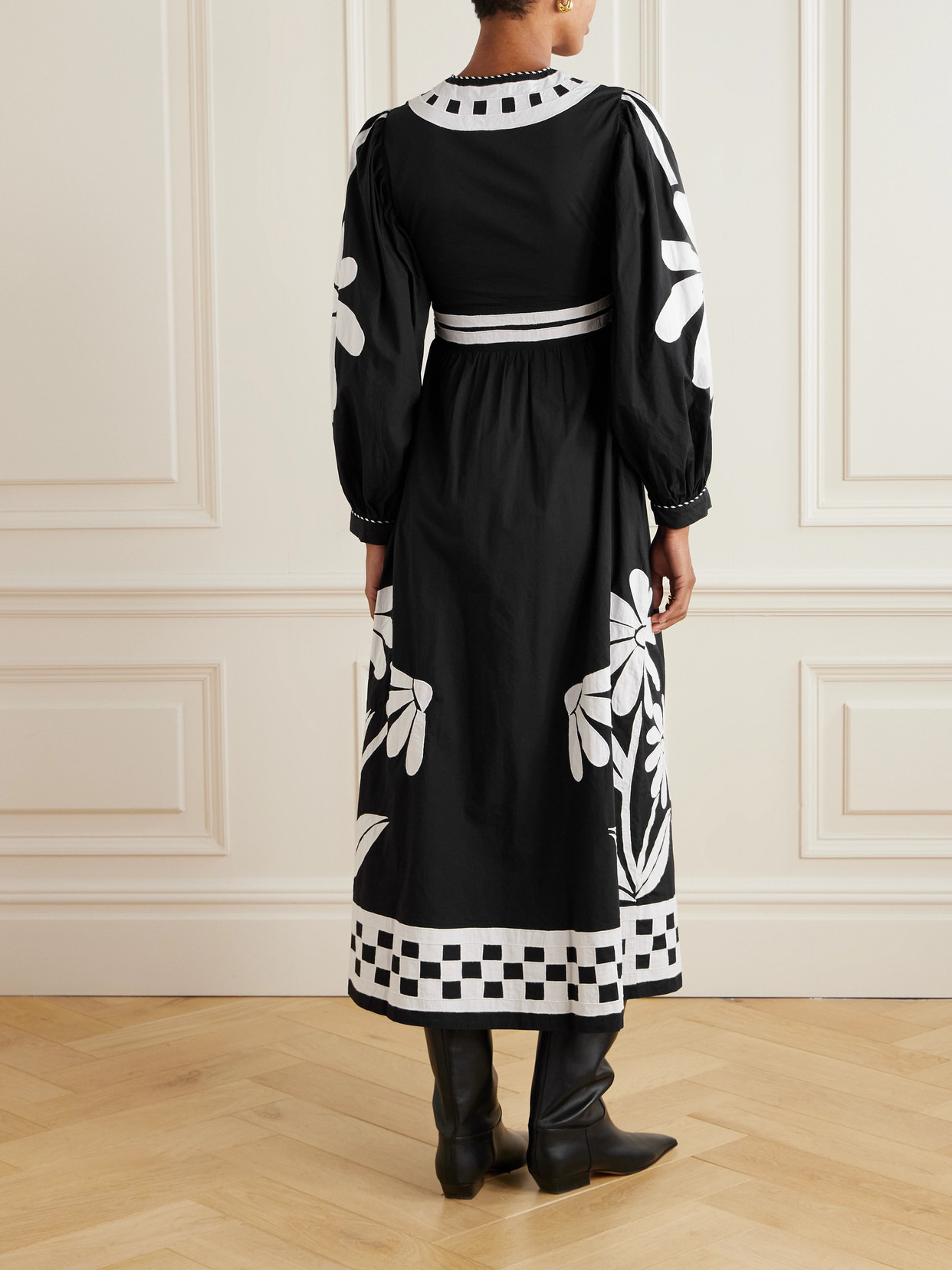 Nature Appliquéd Striped Cotton-poplin Maxi Dress - 3