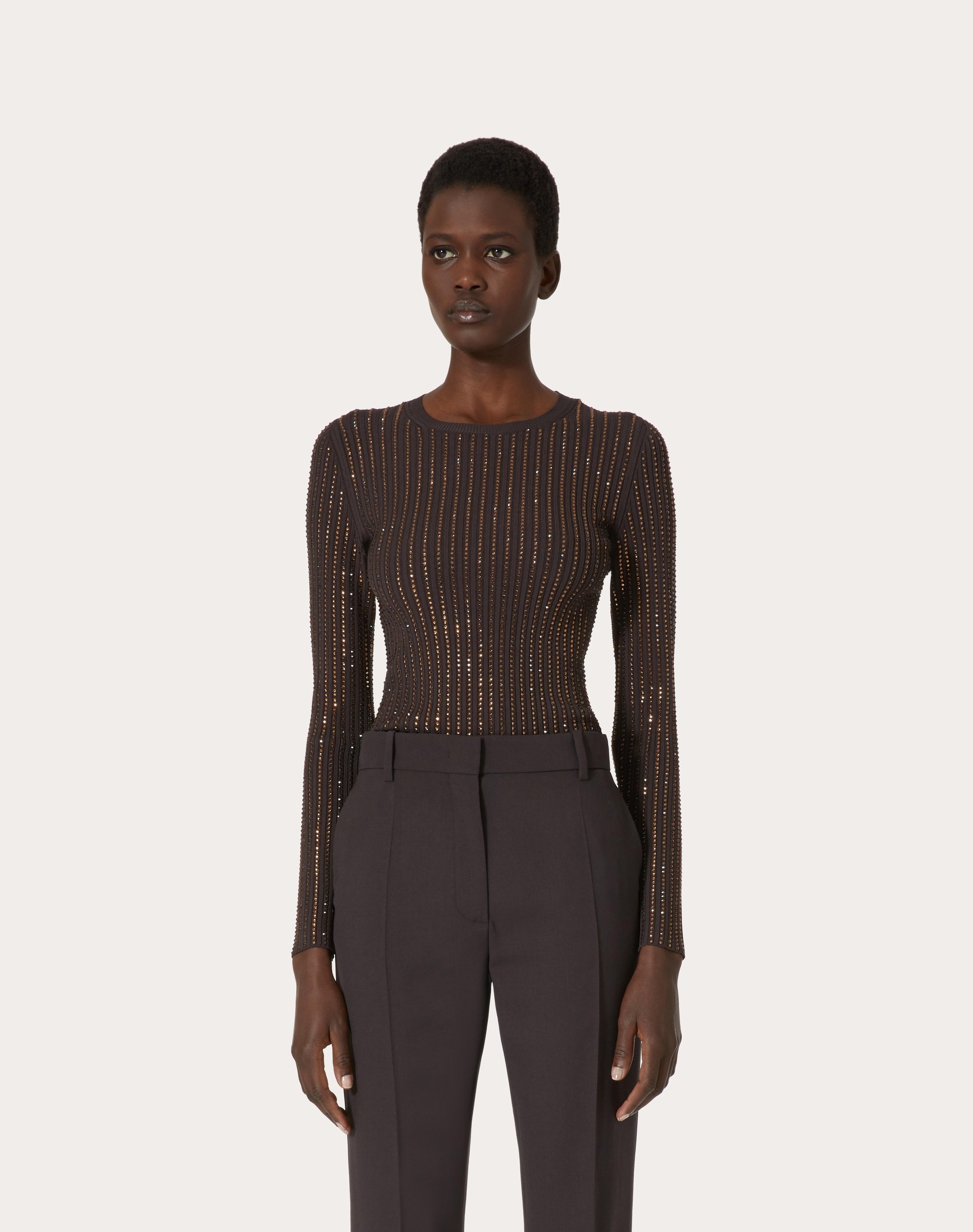 EMBROIDERED STRETCH VISCOSE SWEATER - 3
