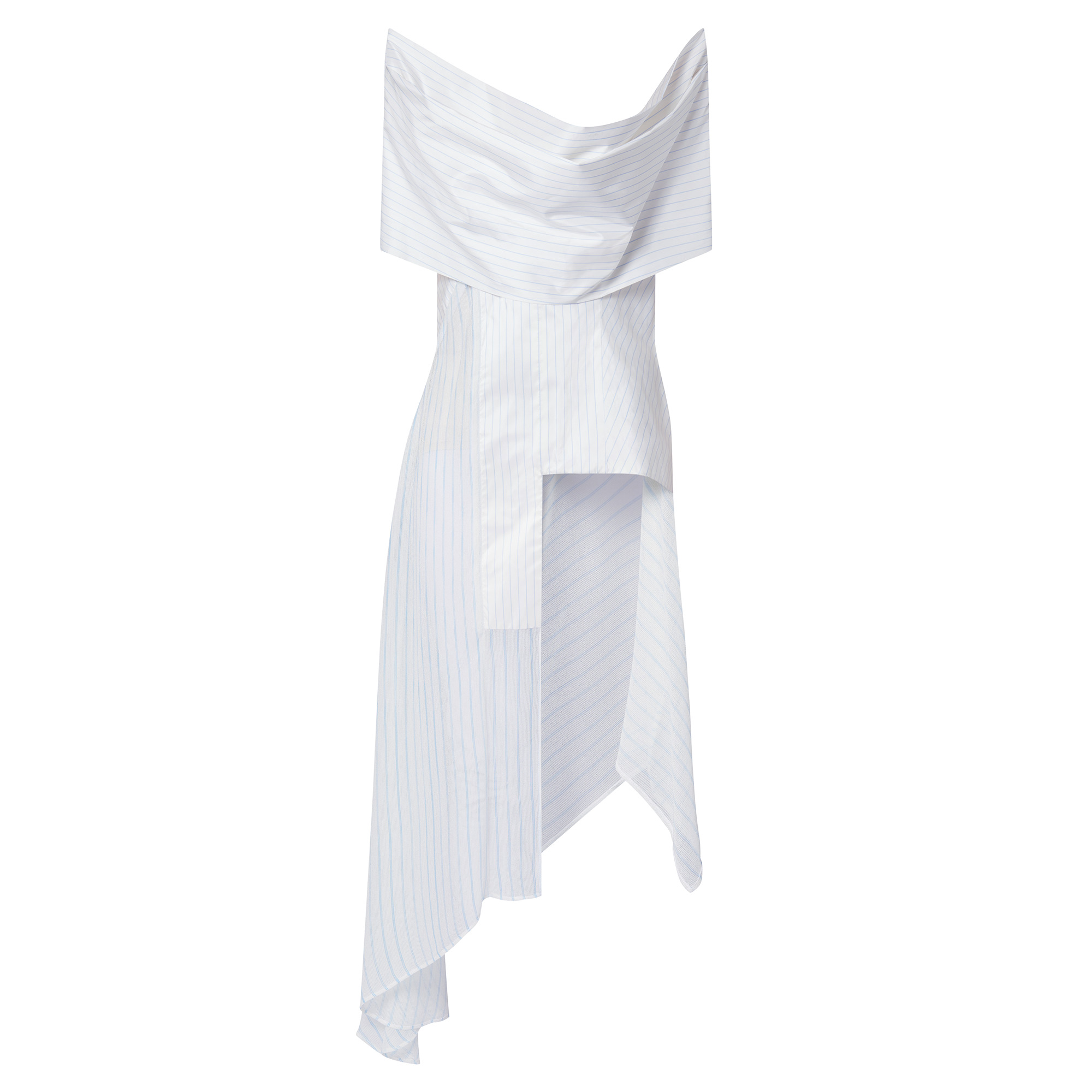 Pinstripe Silk Cowl Neck Top - 1
