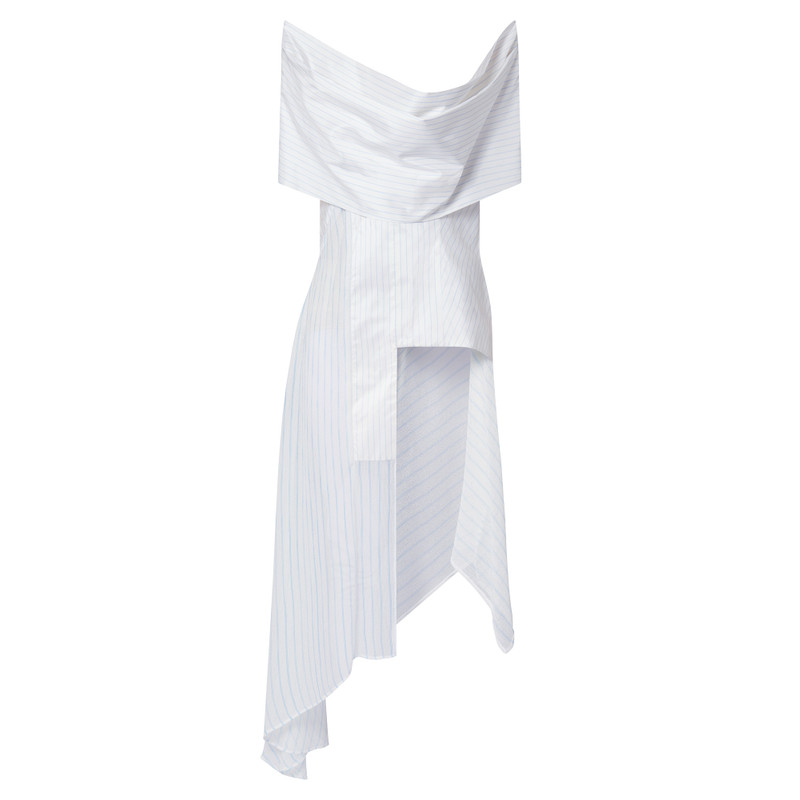 Pinstripe Silk Cowl Neck Top 1