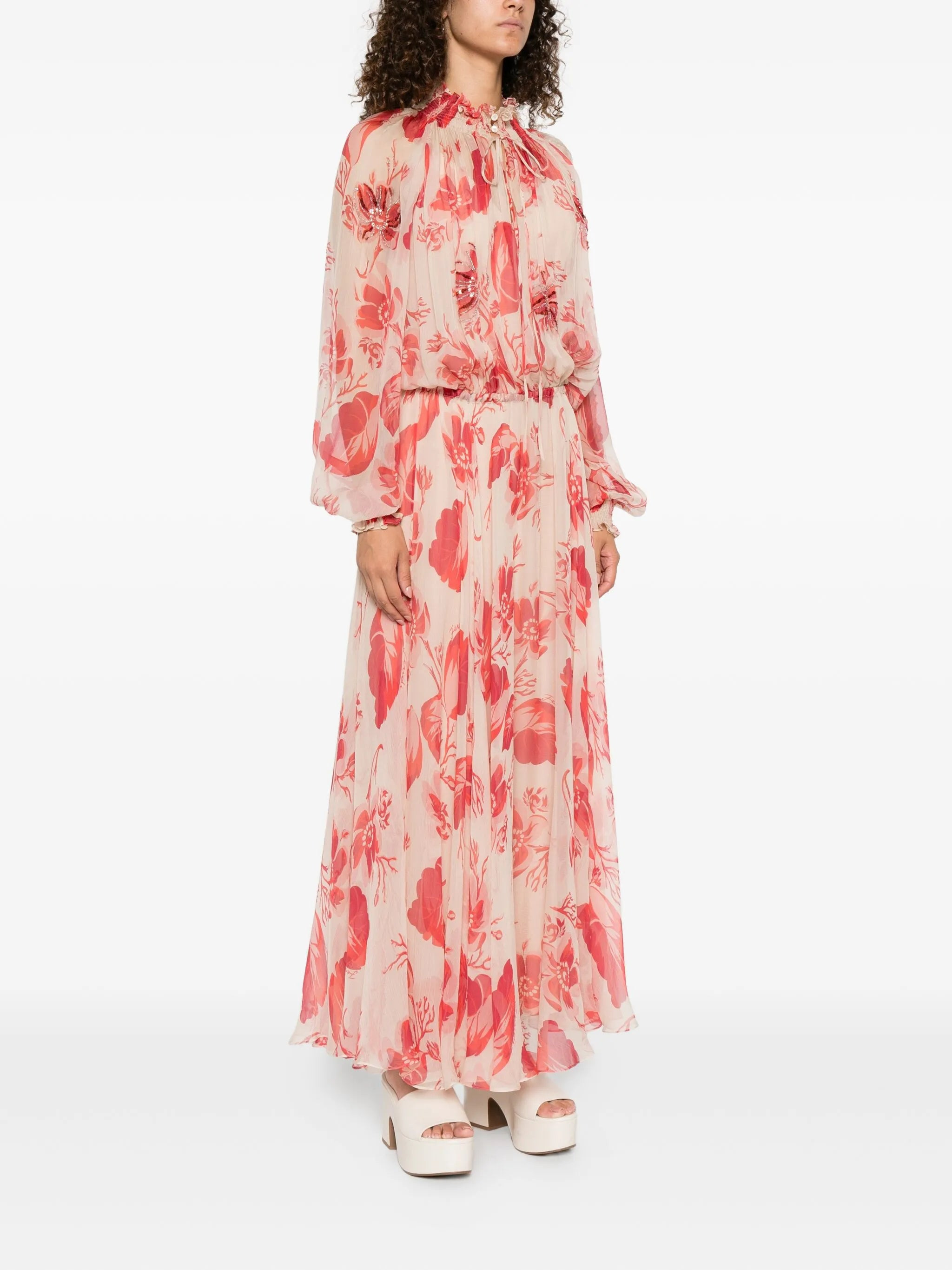 Fendi Floral-print Pleated Maxi Dress - 4