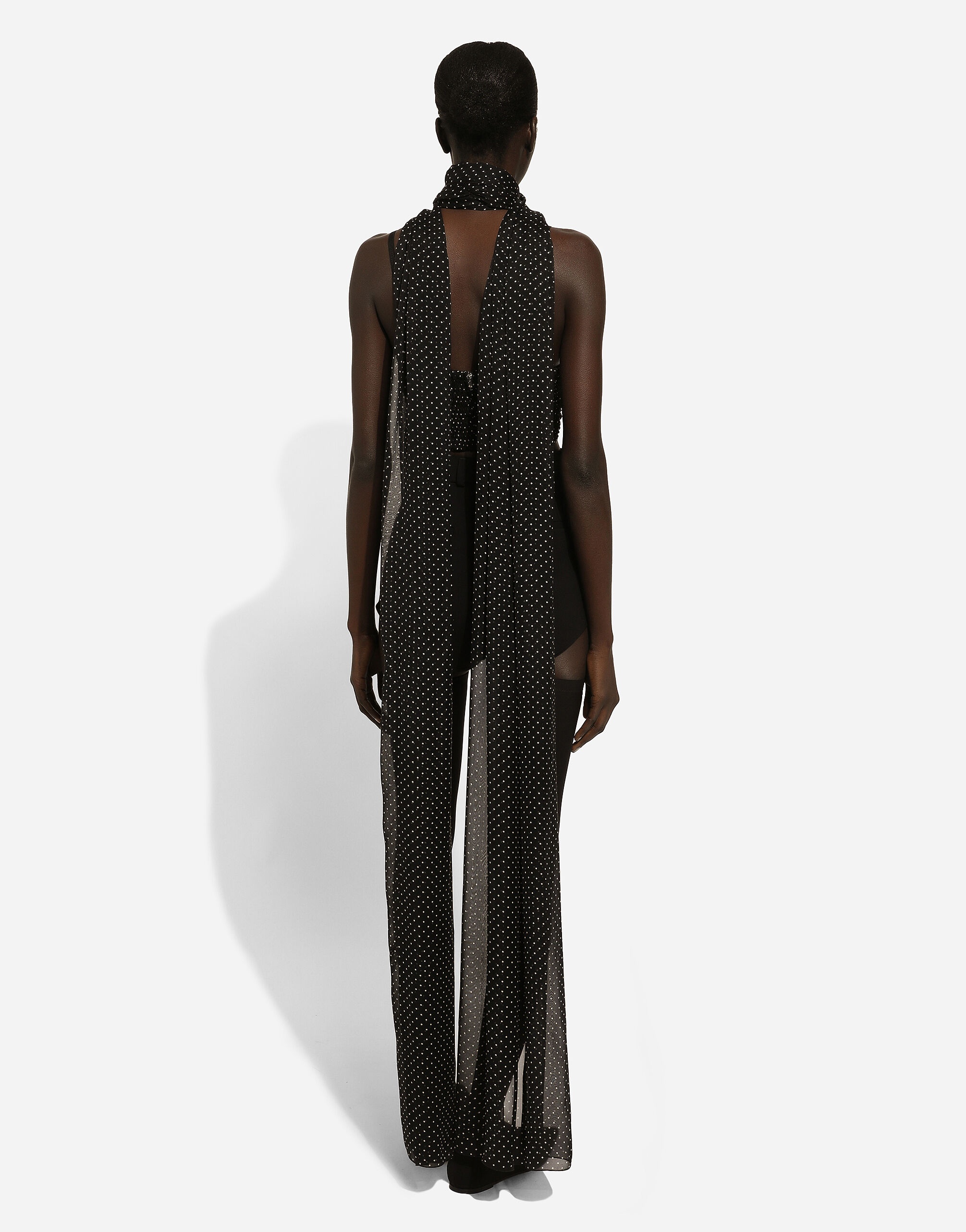 Chiffon top with polka-dot print and scarf detail - 4