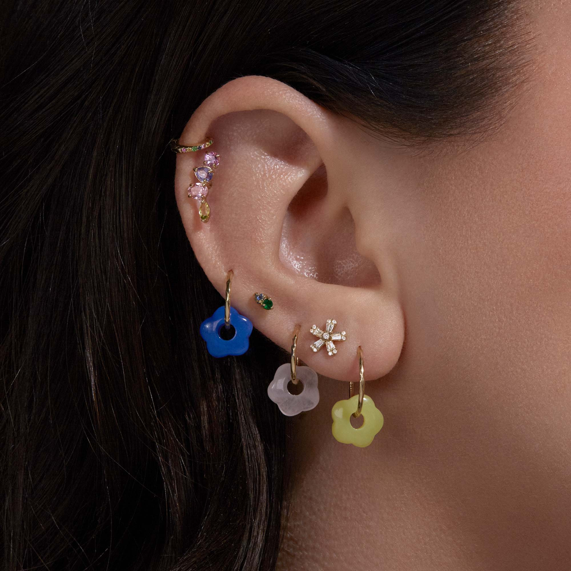 Flower Hoop Charms Set - 4