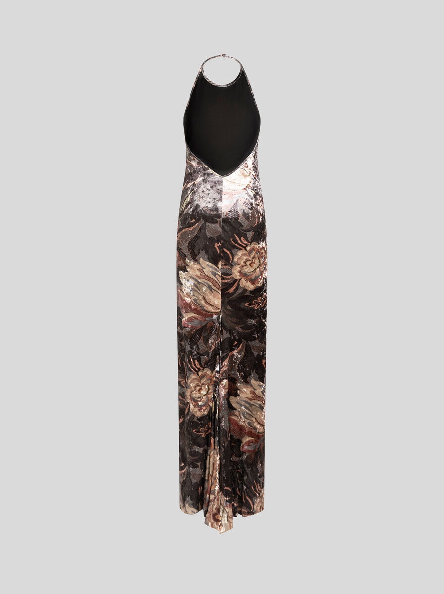LONG PRINTED CHENILLE DRESS - 4
