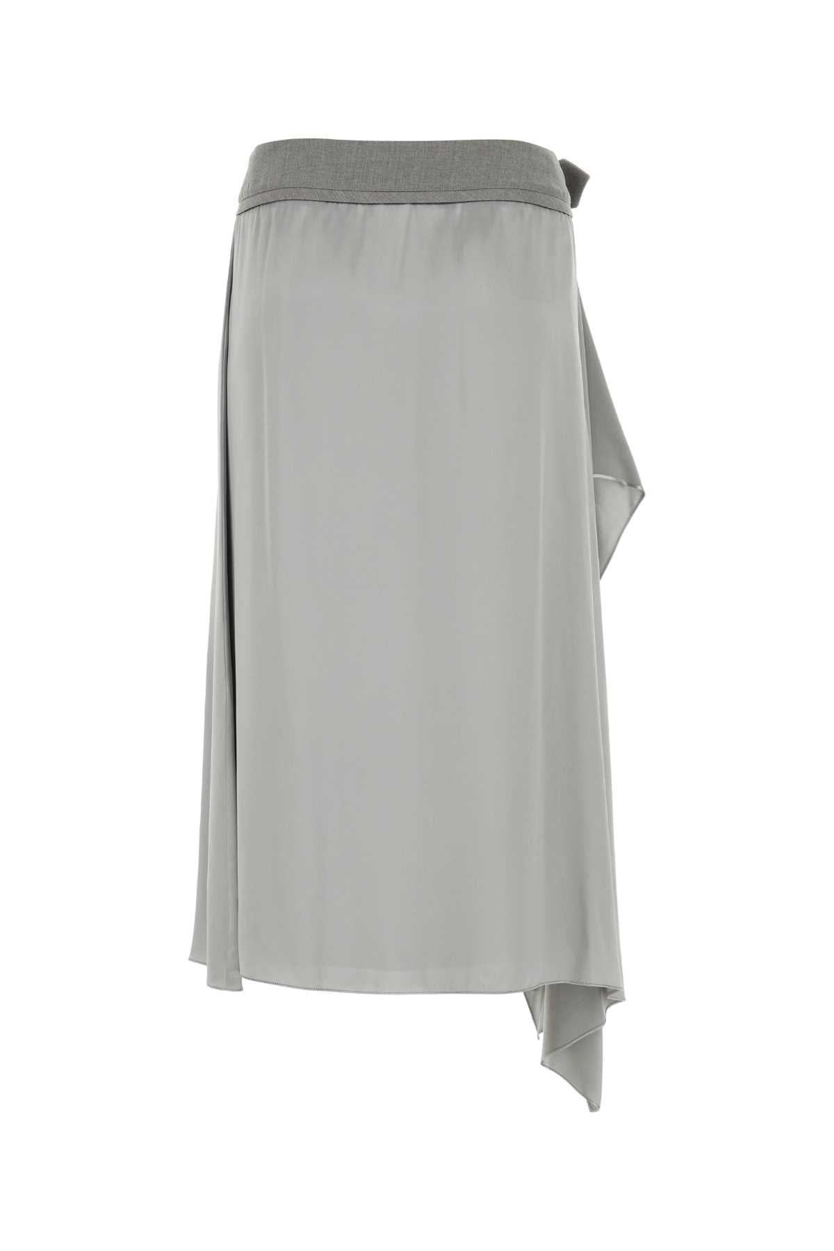Fendi Women Grey Satin Skirt - 2