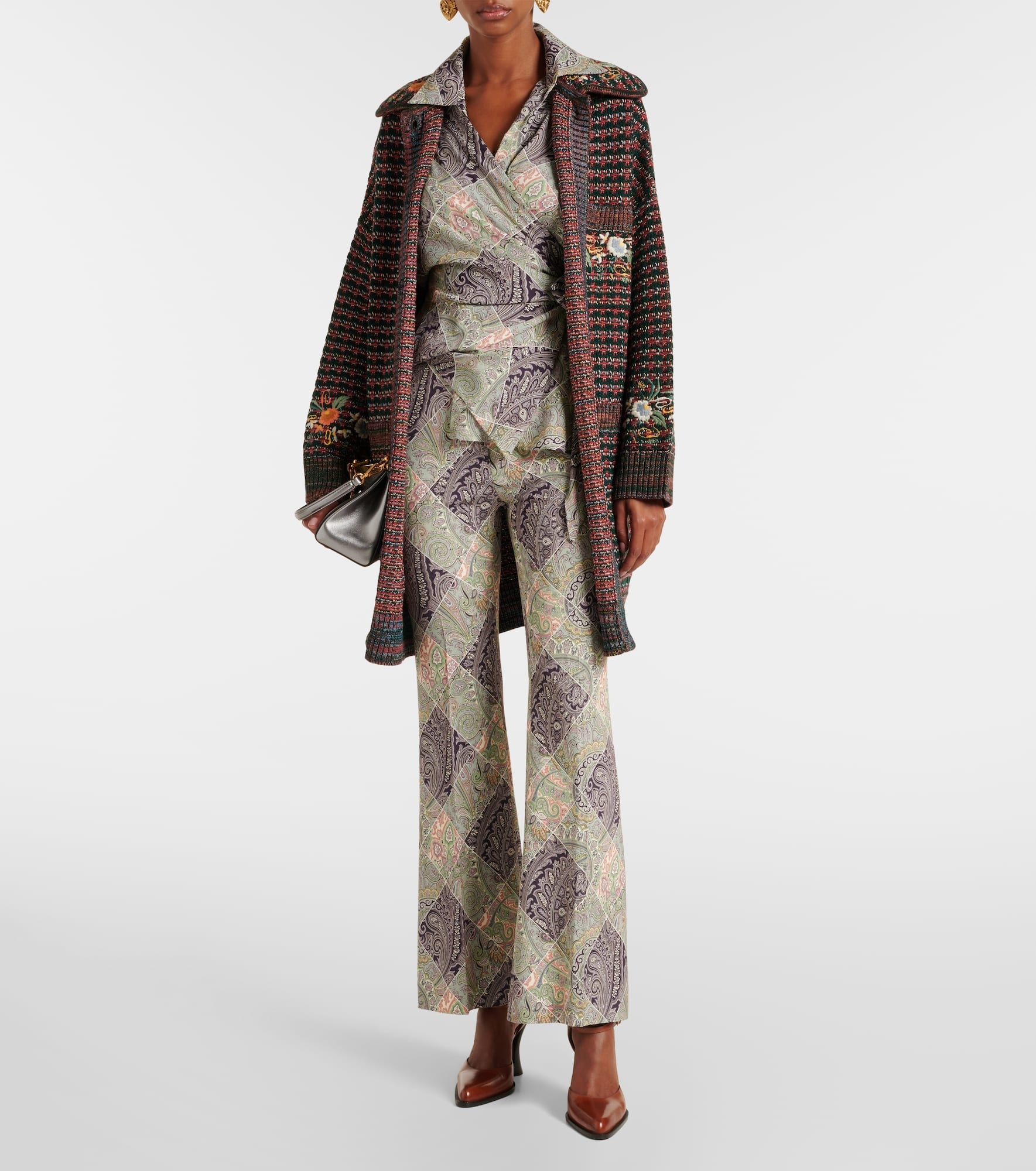 Paisley high-rise flared pants - 2