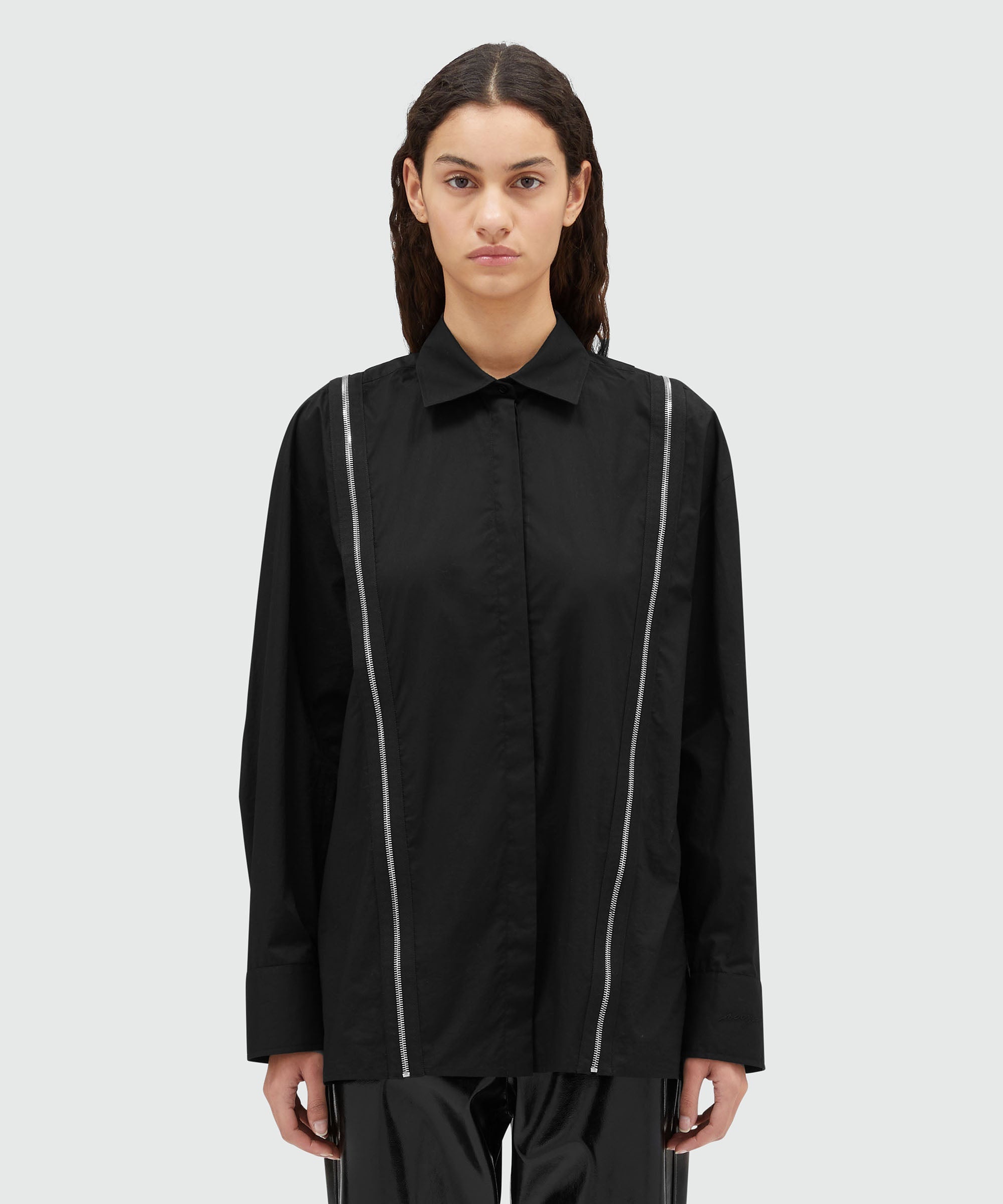 Poplin shirt with zippers - 2