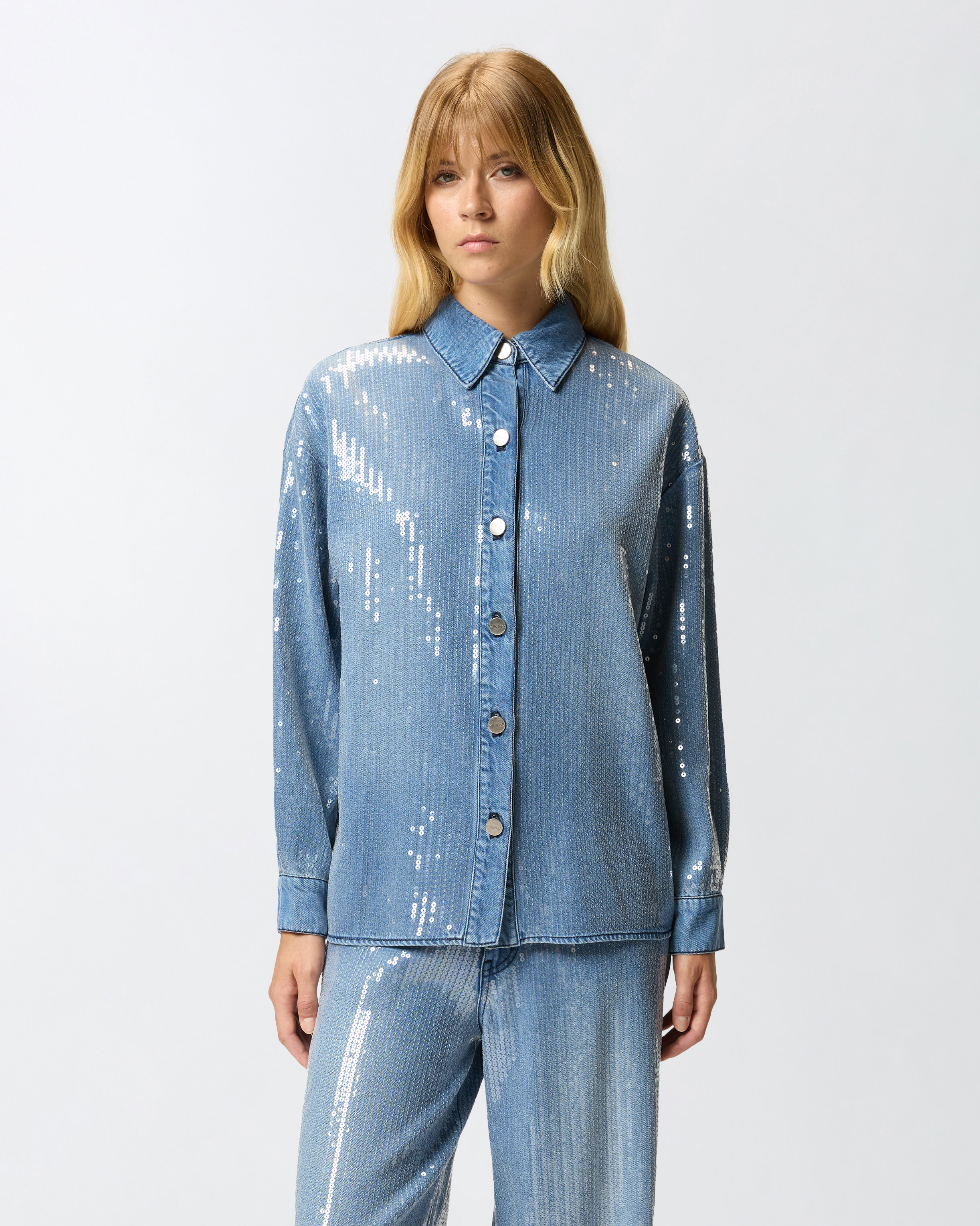 FULLY SEQUINNED DENIM OVERSHIRT - 2