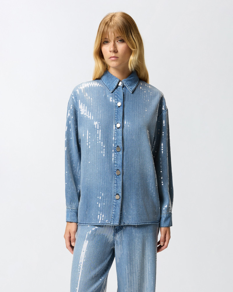 PINKO FULLY SEQUINNED DENIM OVERSHIRT outlook