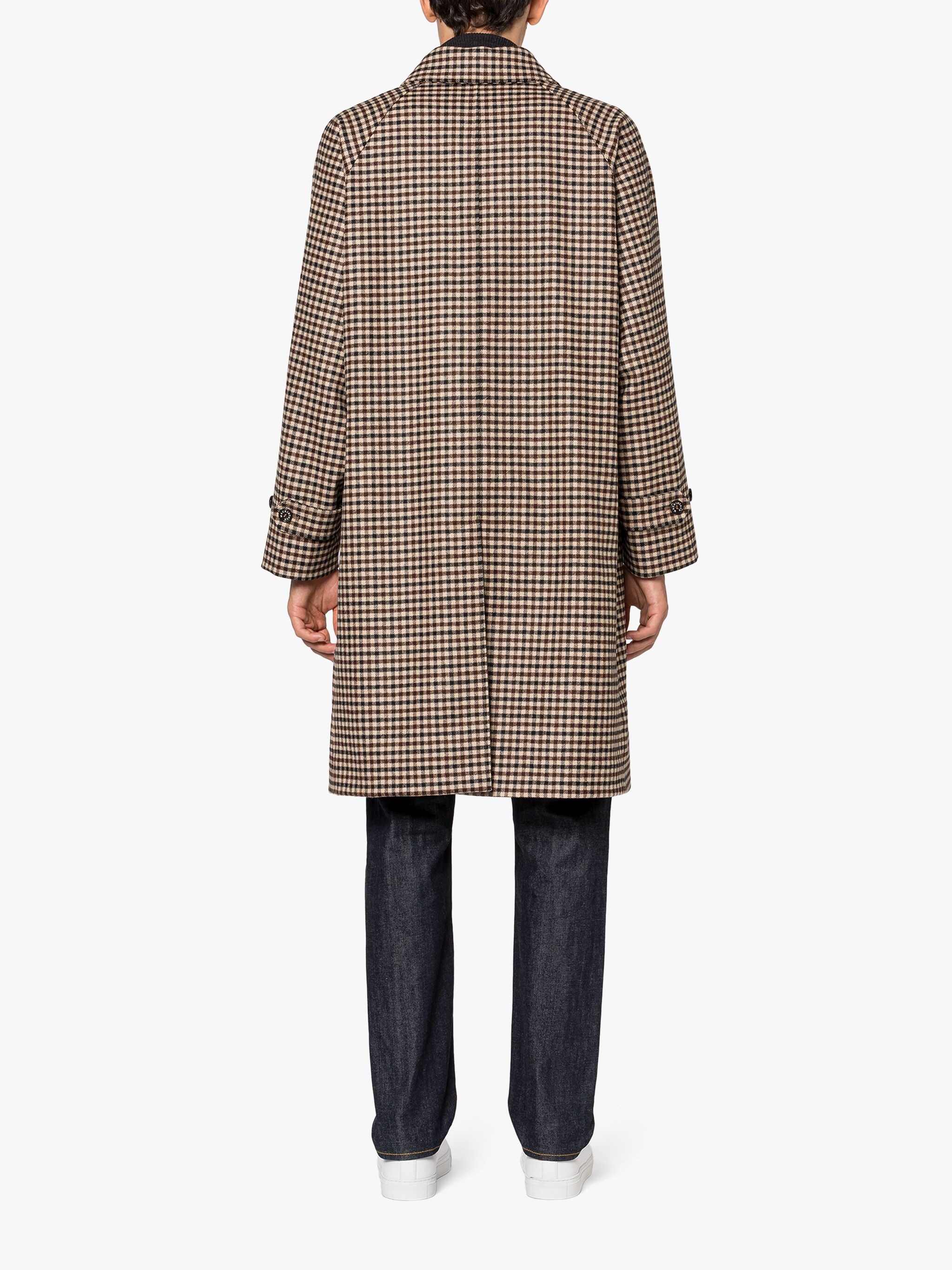 BELFORD BROWN SHEPHERD CHECK WOOL BALMACAAN COAT - 4