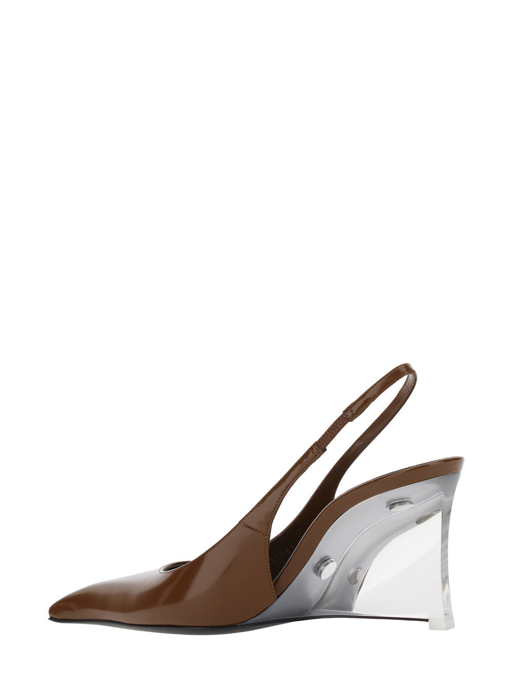 Saint Laurent Women 'Miller' Brown Slingback Pumps With High Wedge Heel In Patent Leather Woman - 3