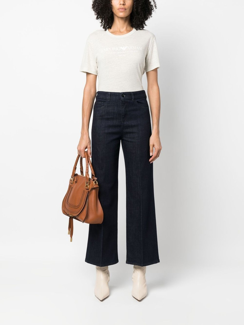 EMPORIO ARMANI logo-print linen-blend T-shirt outlook