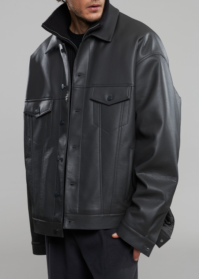 Conan Faux Leather Jacket - Dark Grey 7