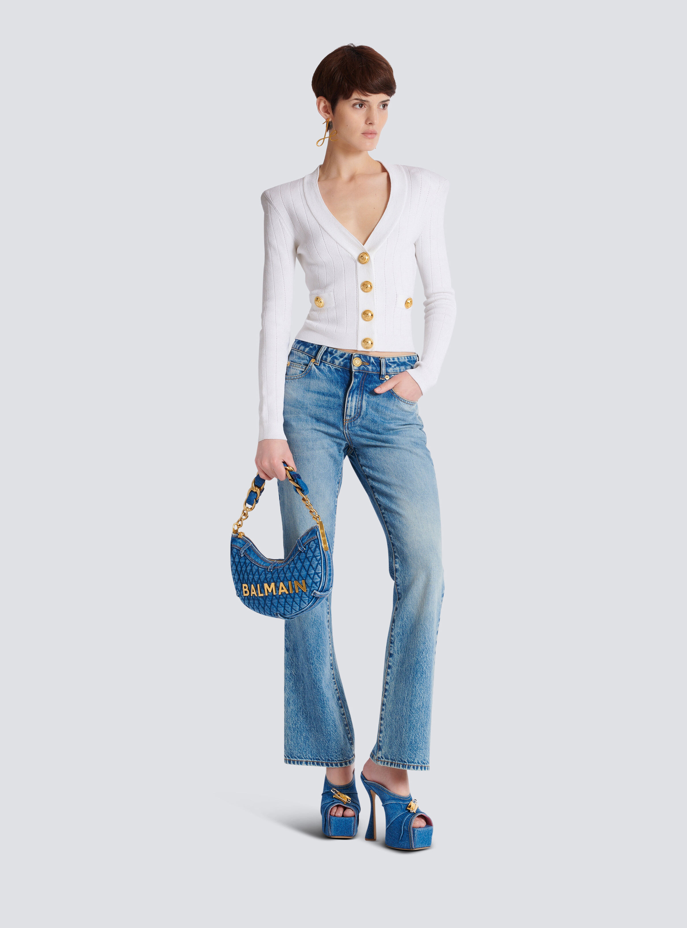Cropped knit cardigan - 2