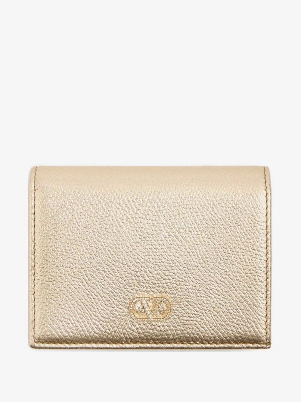 Vlogo Signature wallet in laminated grainy calfskin with jewel logo - 1