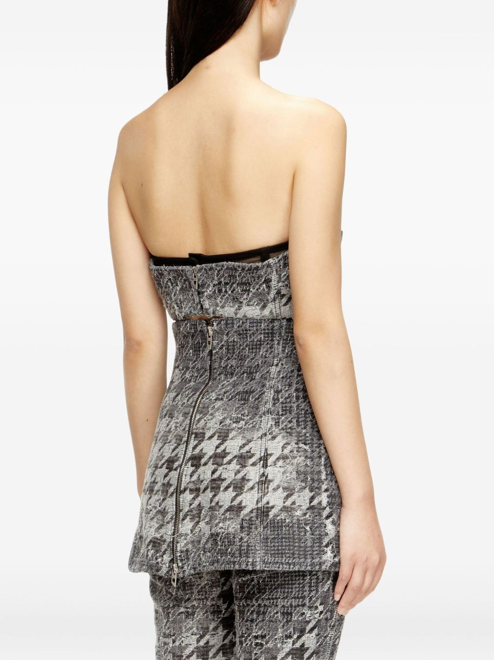 denim-jacquard corset top - 4