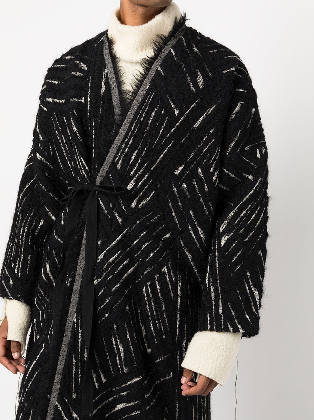 fringe-detail wool cardigan-coat - 5