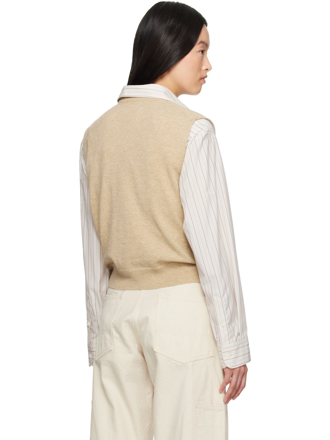Beige Knit Vest - 3