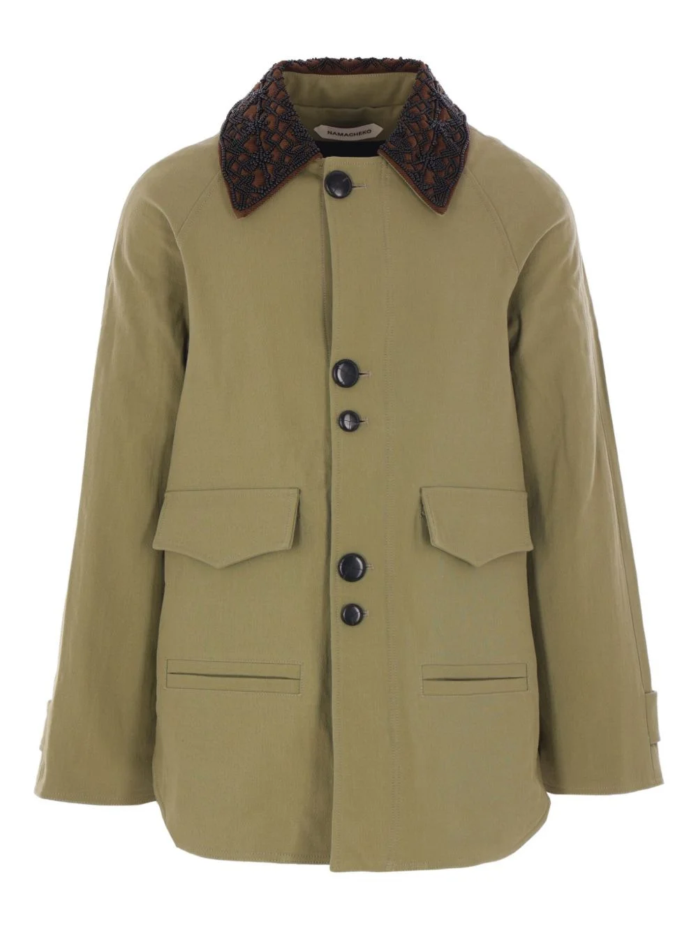 embroidered-collar canvas jacket - 1