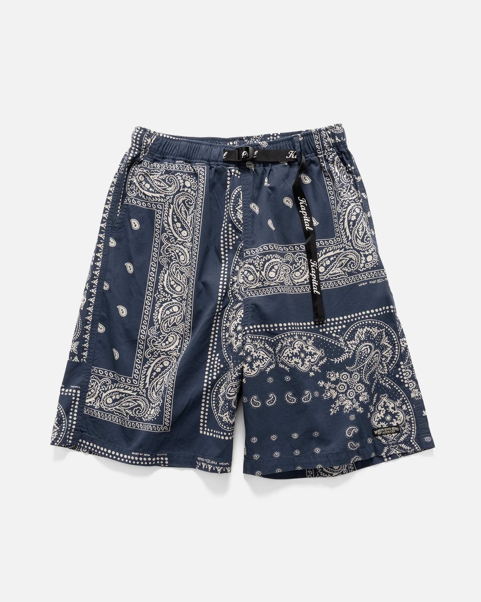 Straight-Leg Belted Bandana-Print 패치 워크 코튼 능직 반바지 - 1