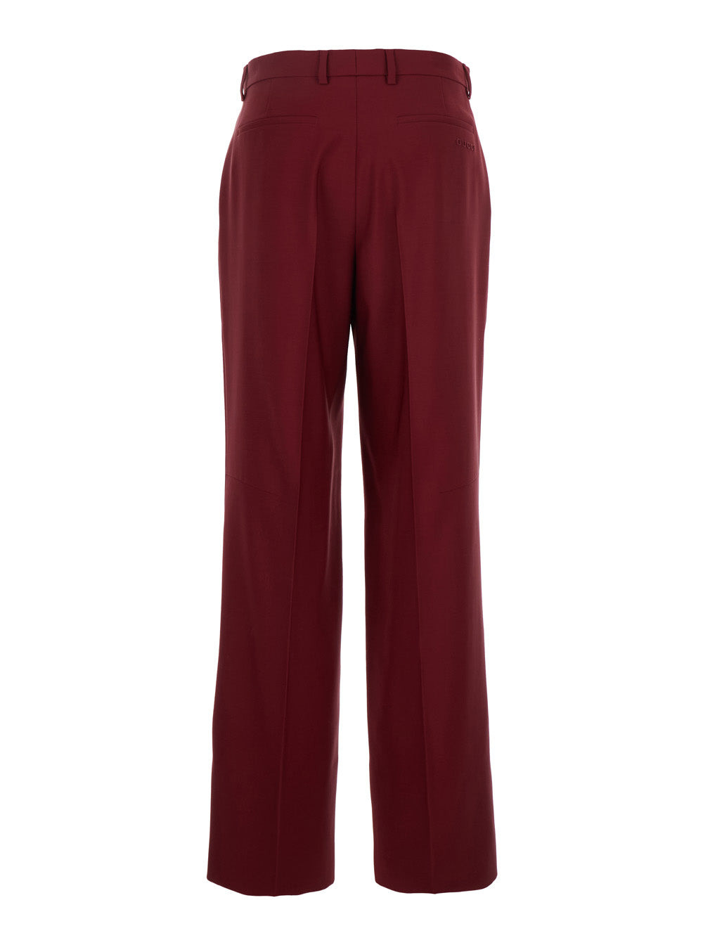 Gucci Women Bordeaux Tailored Pants With Slits On The Edges And Embroidered Lettering Logo On The Ba - 2