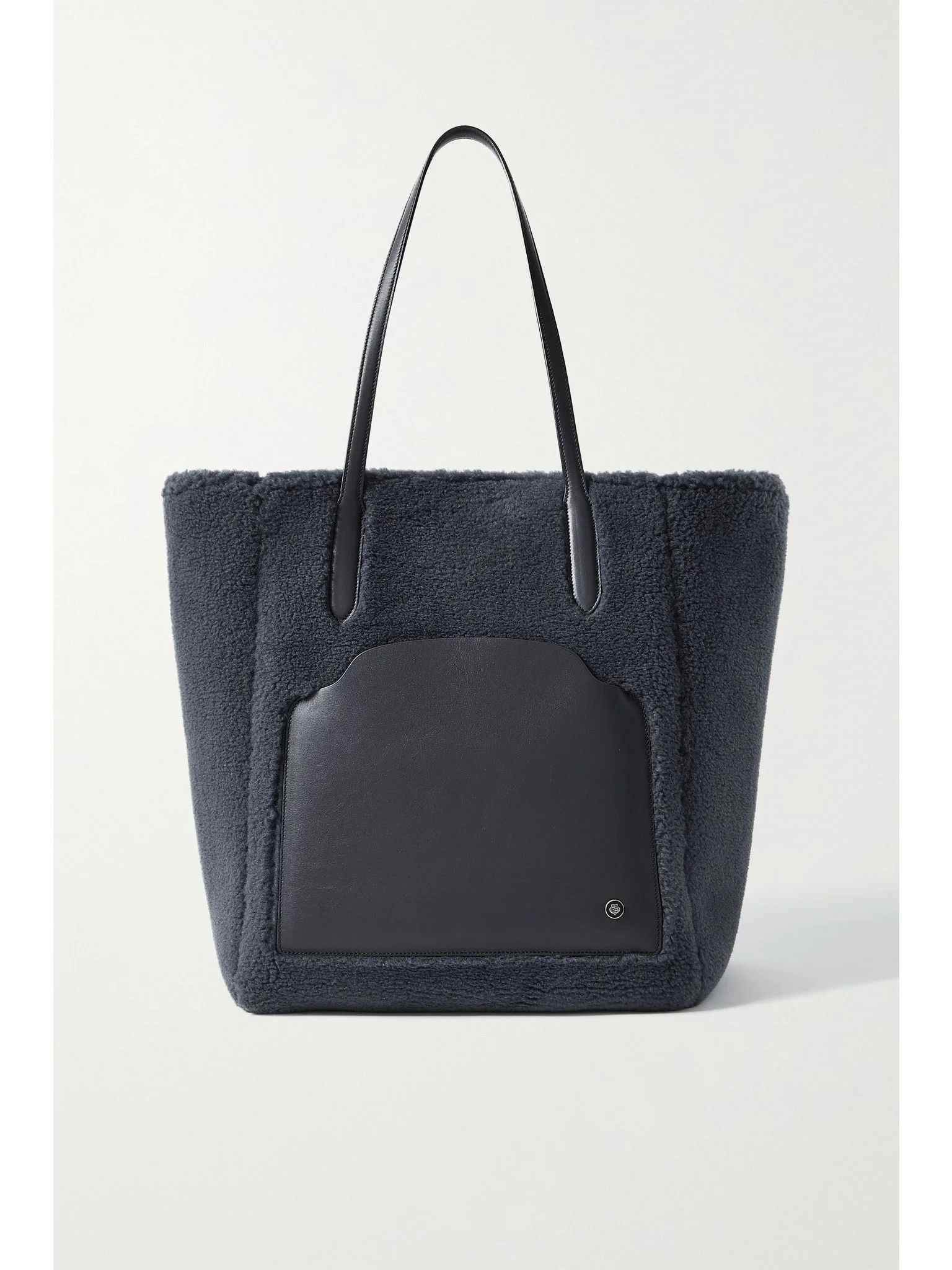 Sesia large leather-trimmed faux shearling tote Gray - 1