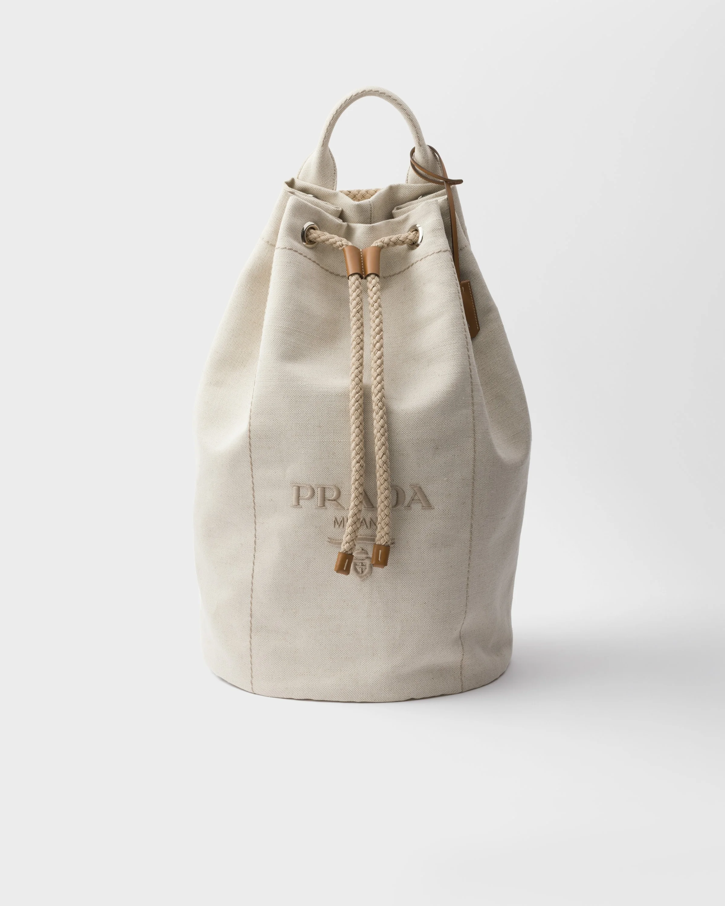 Linen blend drawstring duffel bag - 1