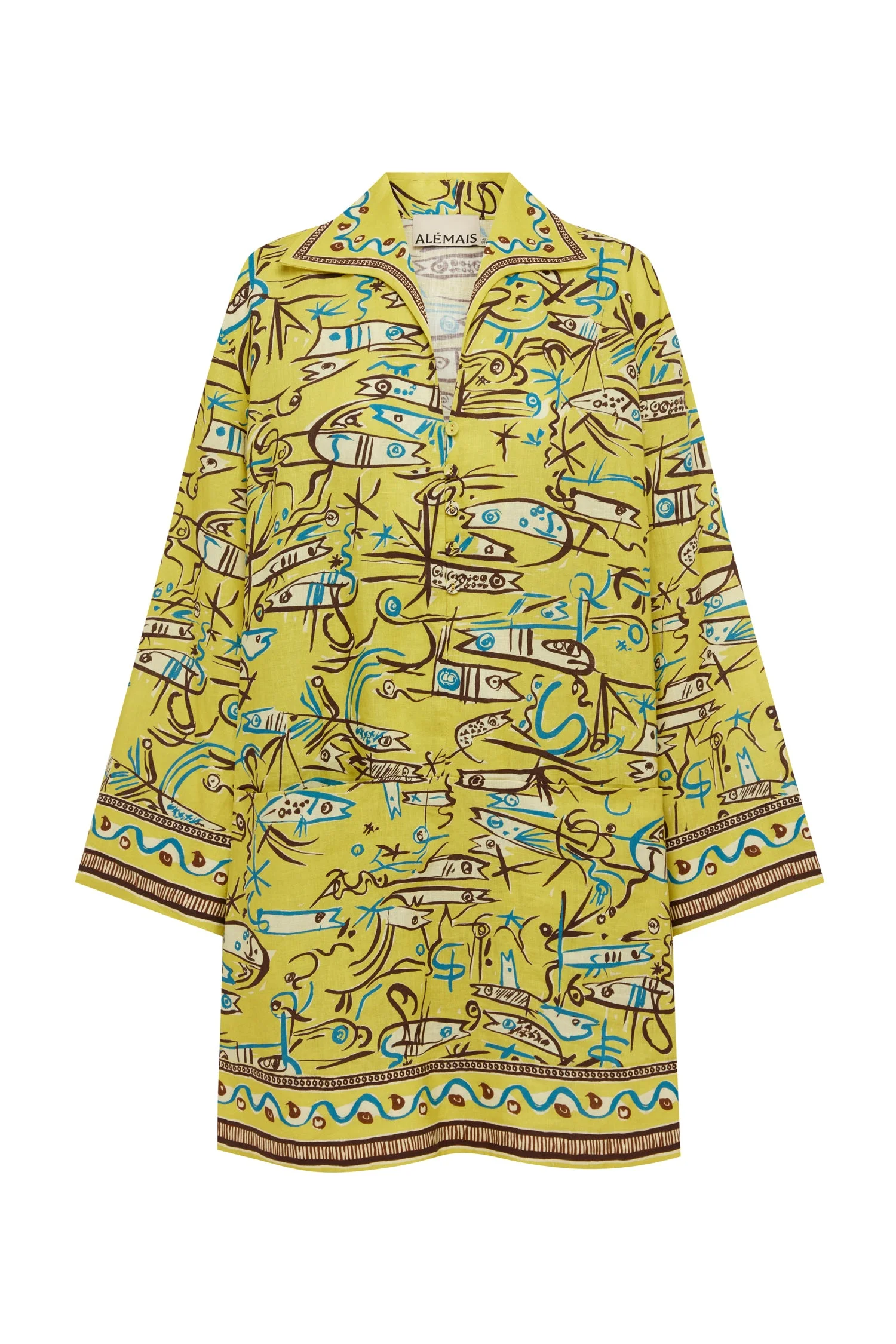 Fish Sticks Long Sleeve Mini Dress - 1