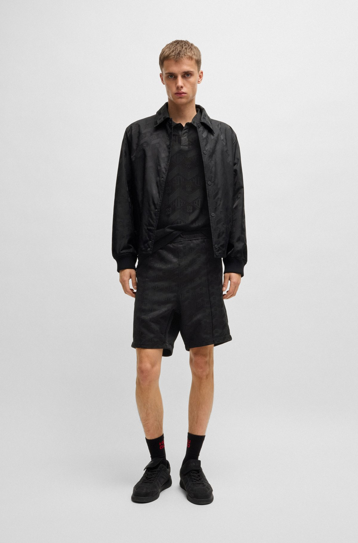 RELAXED-FIT BOMBER JACKET WITH GEOMETRIC-LOGO JACQUARD - 3