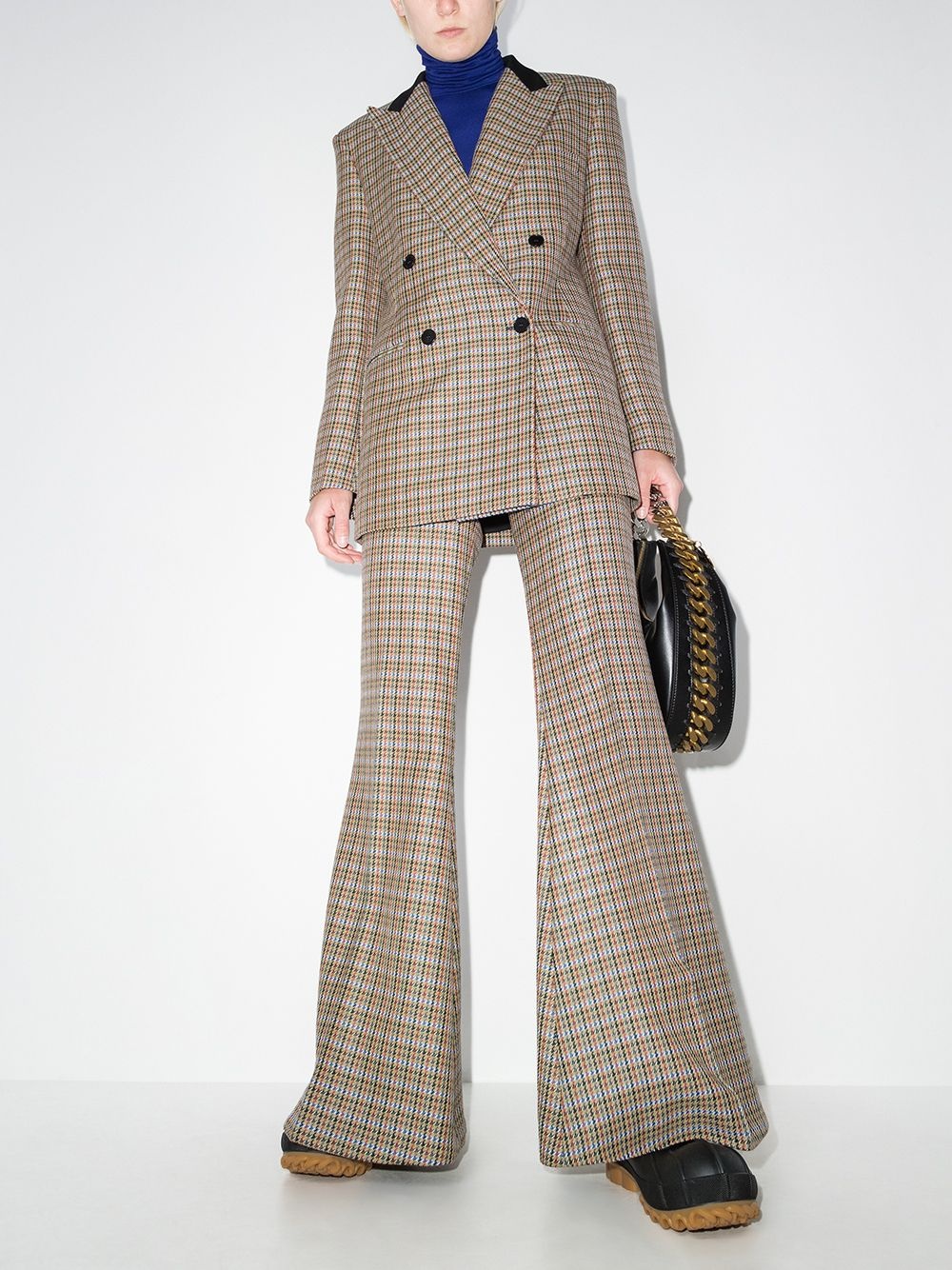 houndstooth-pattern flared trousers - 5