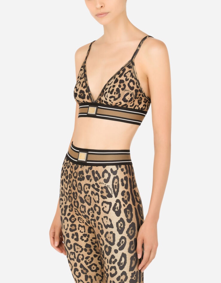 Leopard-print spandex/jersey bralet - 4