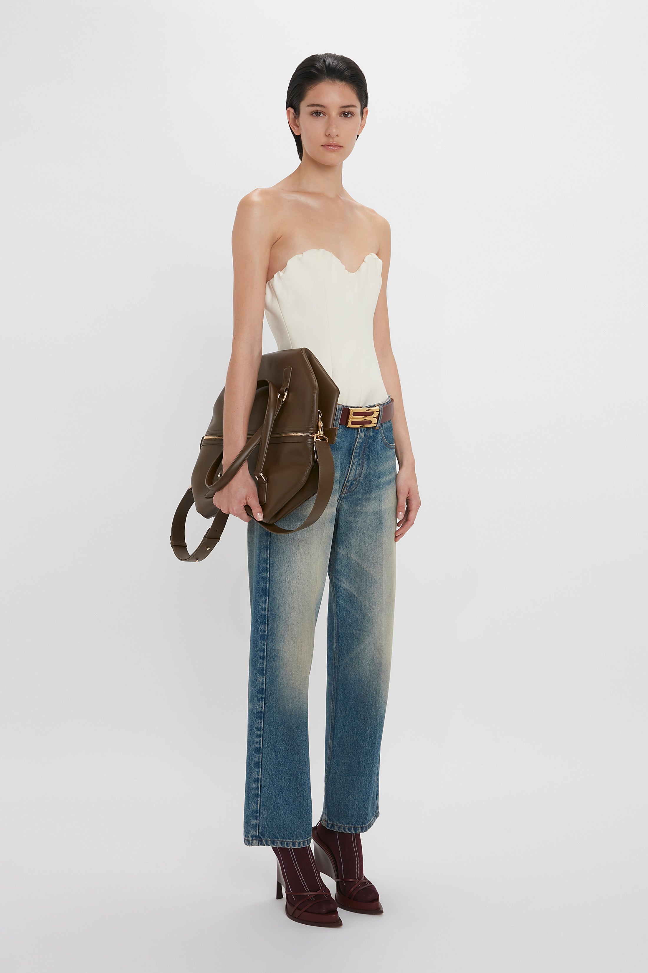 Corset Top In Antique White - 6