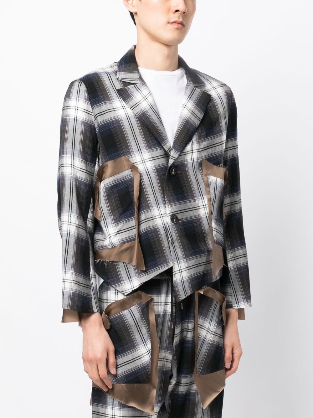 asymmetric plaid-check blazer - 3