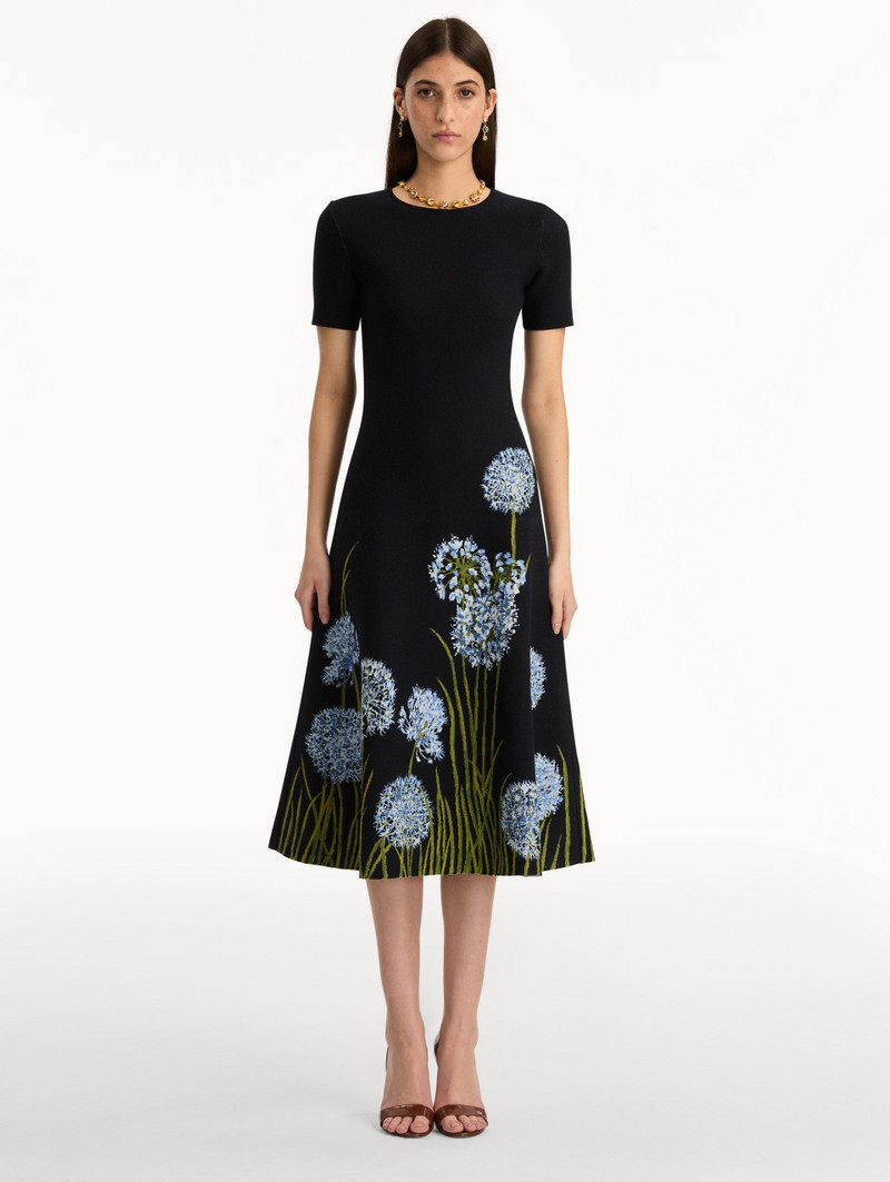 Oscar de la Renta ALLIUM JACQUARD KNIT DRESS outlook