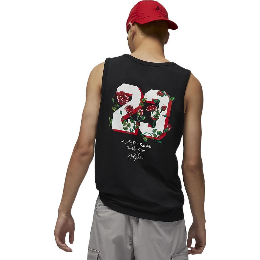 Men's Air Jordan Brand Sorry Rose Printing Logo No. 23 Sports Black Vest DR1417-010 - 4