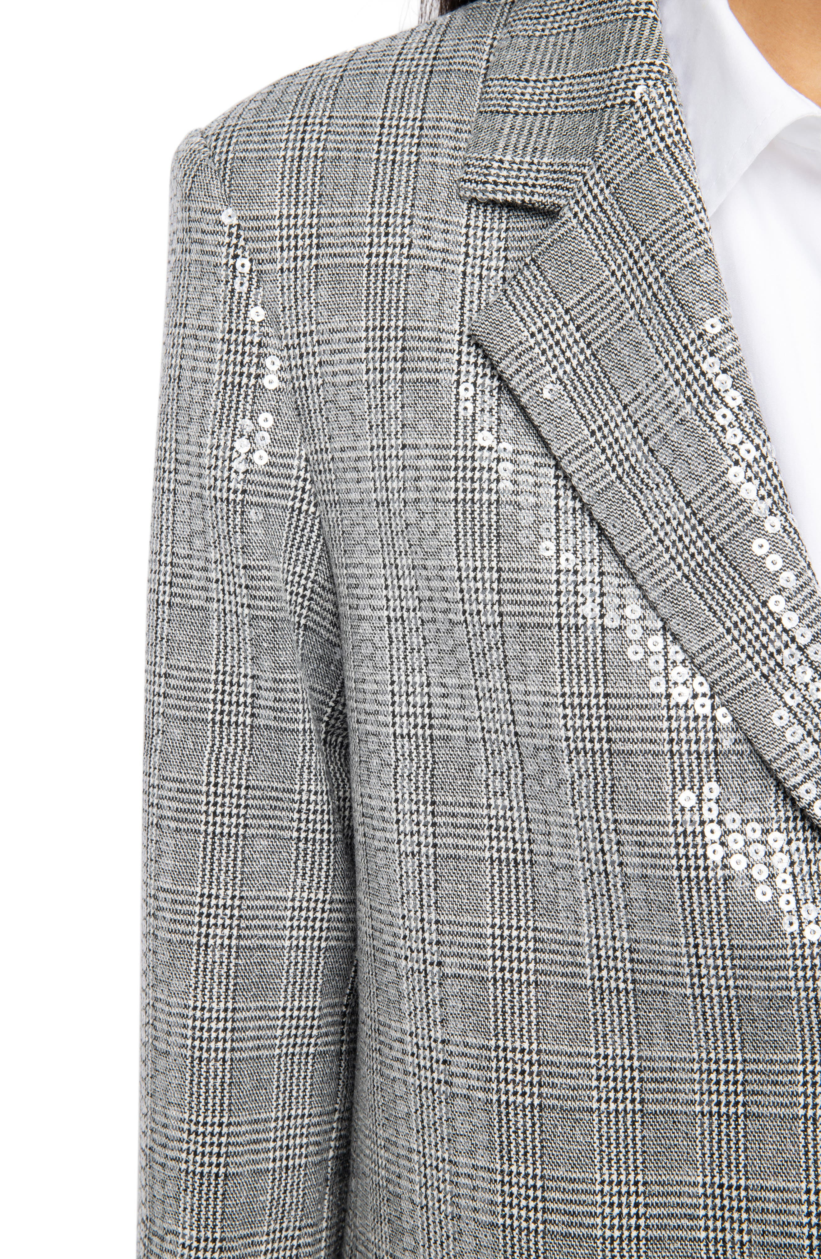 Zadig & Voltaire Vanille Sequin Plaid Blazer in Black at Nordstrom - 4