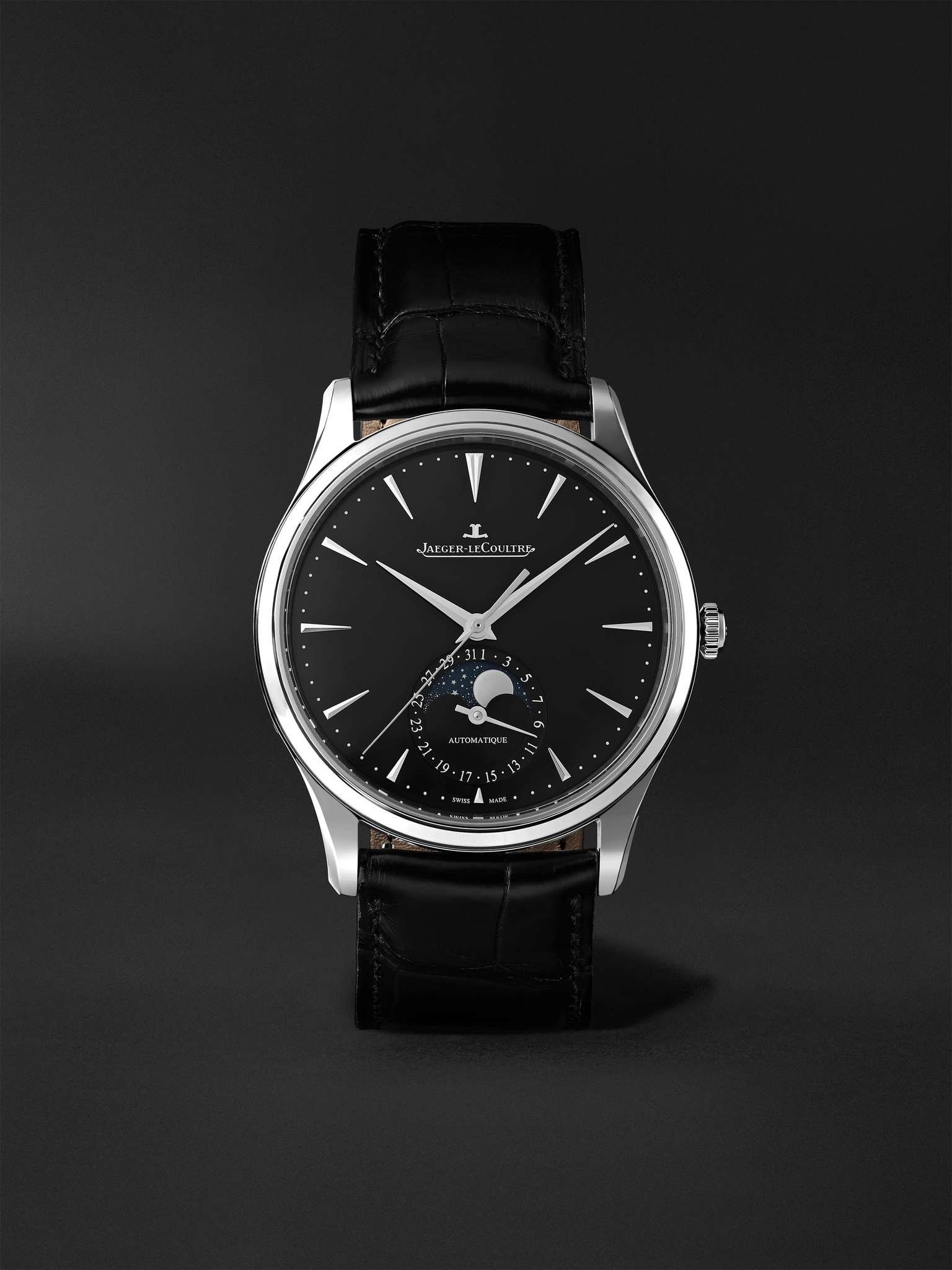 Master Ultra Thin Automatic Moon-Phase 39mm Stainless Steel and Alligator Watch, Ref. No. 1368471 - 1