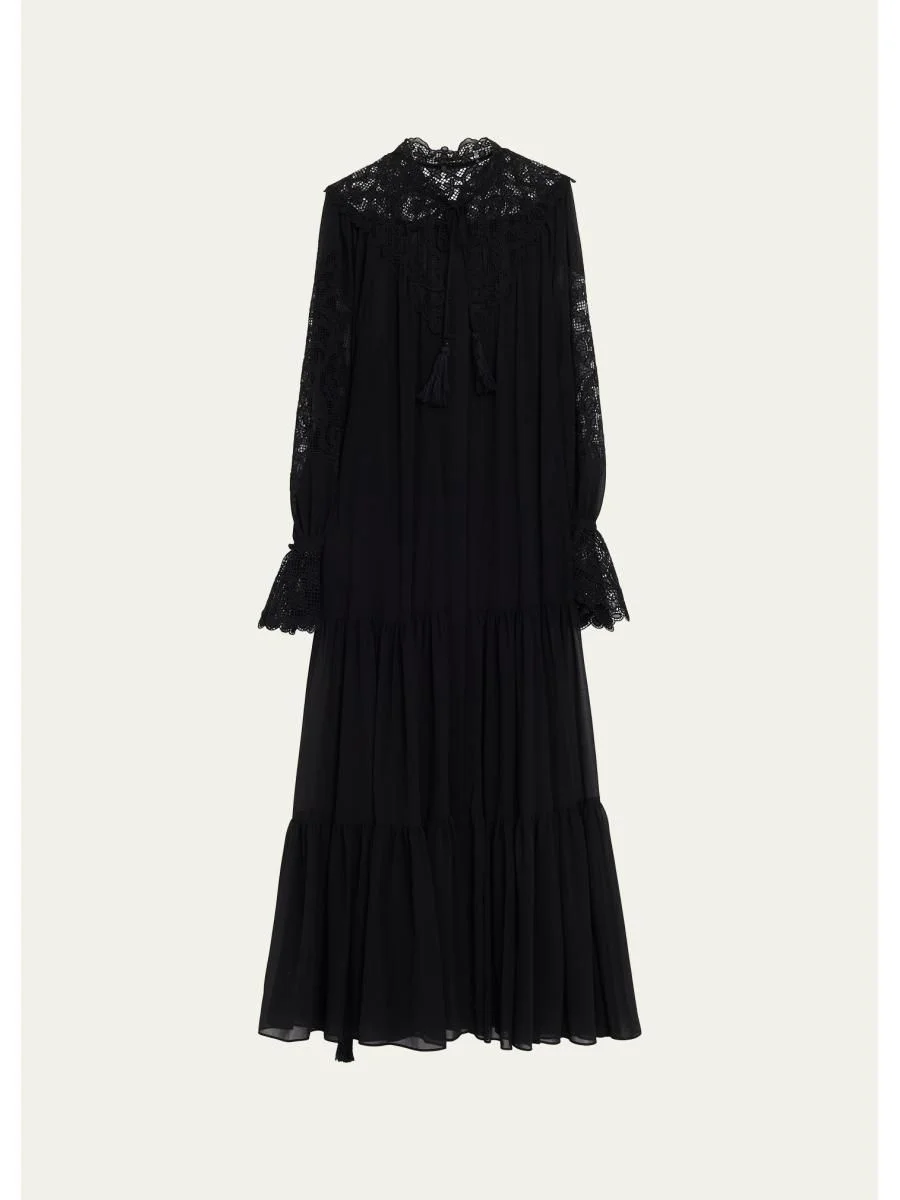 Skye Tiered Lace-Inset Maxi Dress - 1