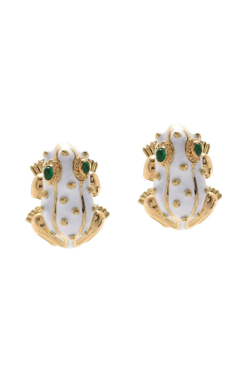 Emerald White Frog Earrings - 1